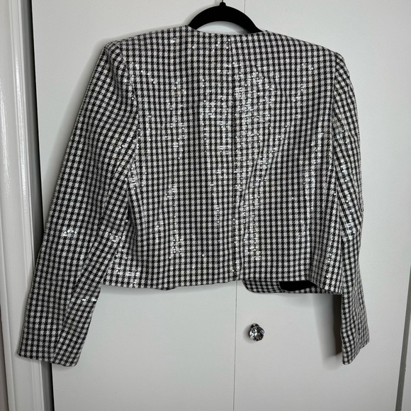Wayf Kennedy Sequined Houndstooth Jacket Black and White NWT - Picture 7 of 10